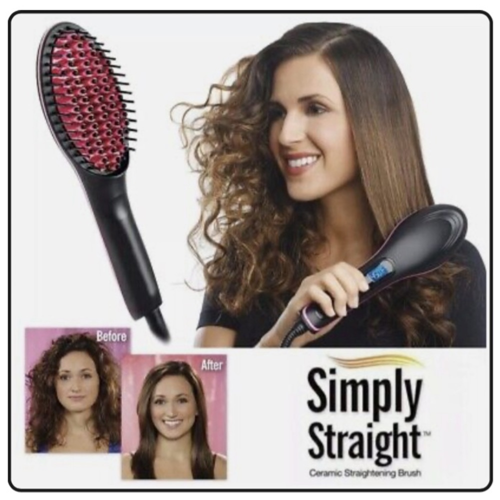 New Unused Simply Straight Ceramic Straightening Brush,adjustable temp. No box.